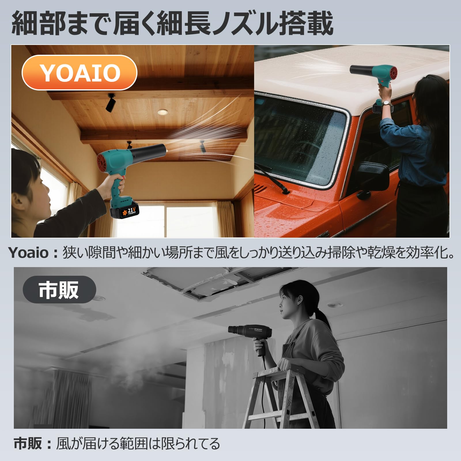 Amazon.co.jp: 【Yoaio第2代 ブロワー 洗車 ブロアー 充電式ブロワー 6